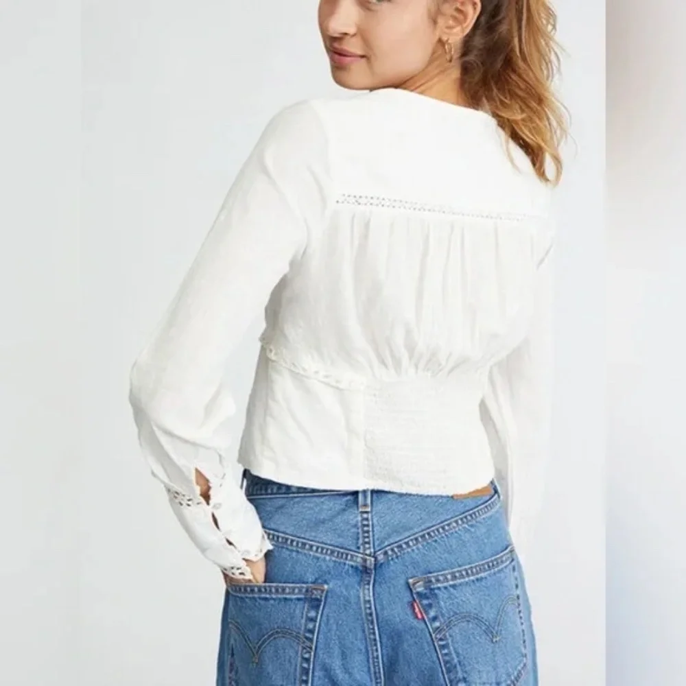 Free People Joi eyelet cropped top‎ white size XS